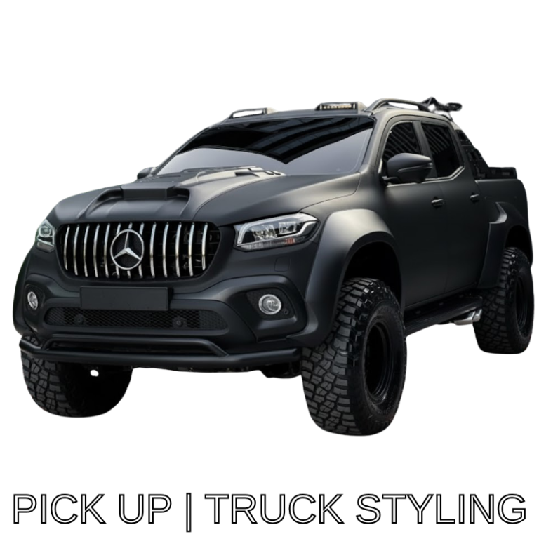 4x4 pickup trucks fitted with styling parts and body kits designed for off-road performance