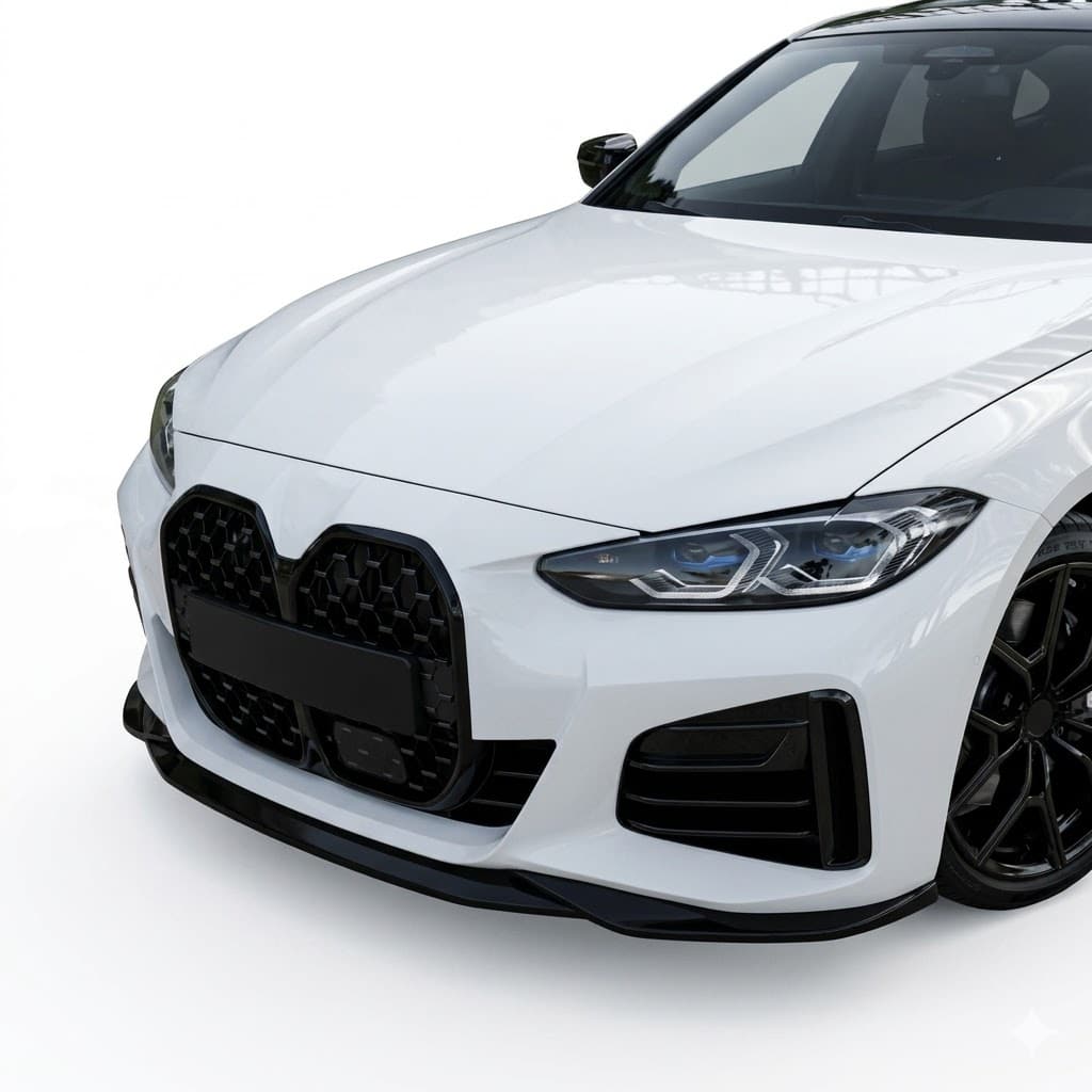 Front Splitter for BMW i4 M-Pack G26 2021+ 2 Gloss Black Front Splitter Lip for BMW i4 M-Pack G26 Gran Coupe 2021 Onwards