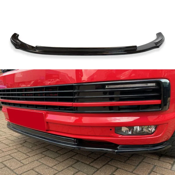 VW T6 Transporter & Caravelle 2015 Onwards ~ ABS Lower Gloss Black Splitter Add on -3