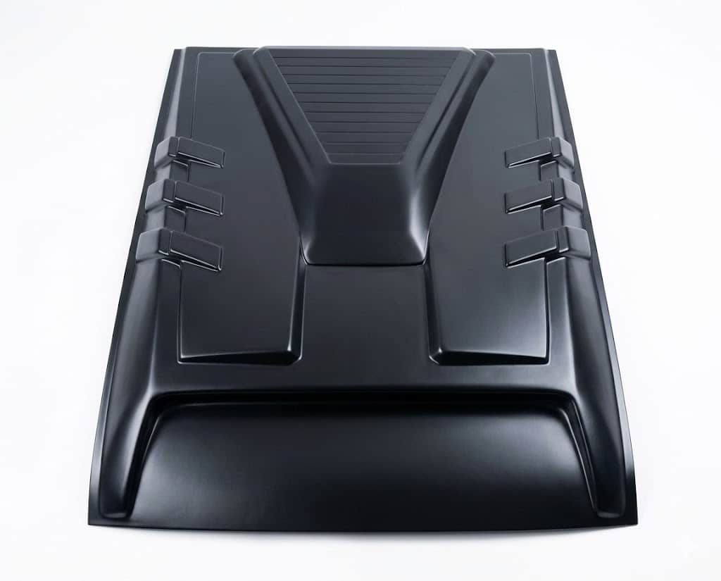 Bonnet Scoop for Nissan Navara NP300 2015+ 5 Matte black decorative bonnet scoop vent for Nissan Navara NP300 D23 (2015-Present), aggressive hood air intake styling.