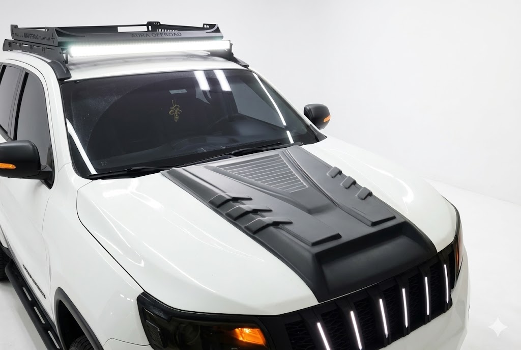 Bonnet Scoop for Nissan Navara NP300 2015+ 4 Matte black decorative bonnet scoop vent for Nissan Navara NP300 D23 (2015-Present), aggressive hood air intake styling.