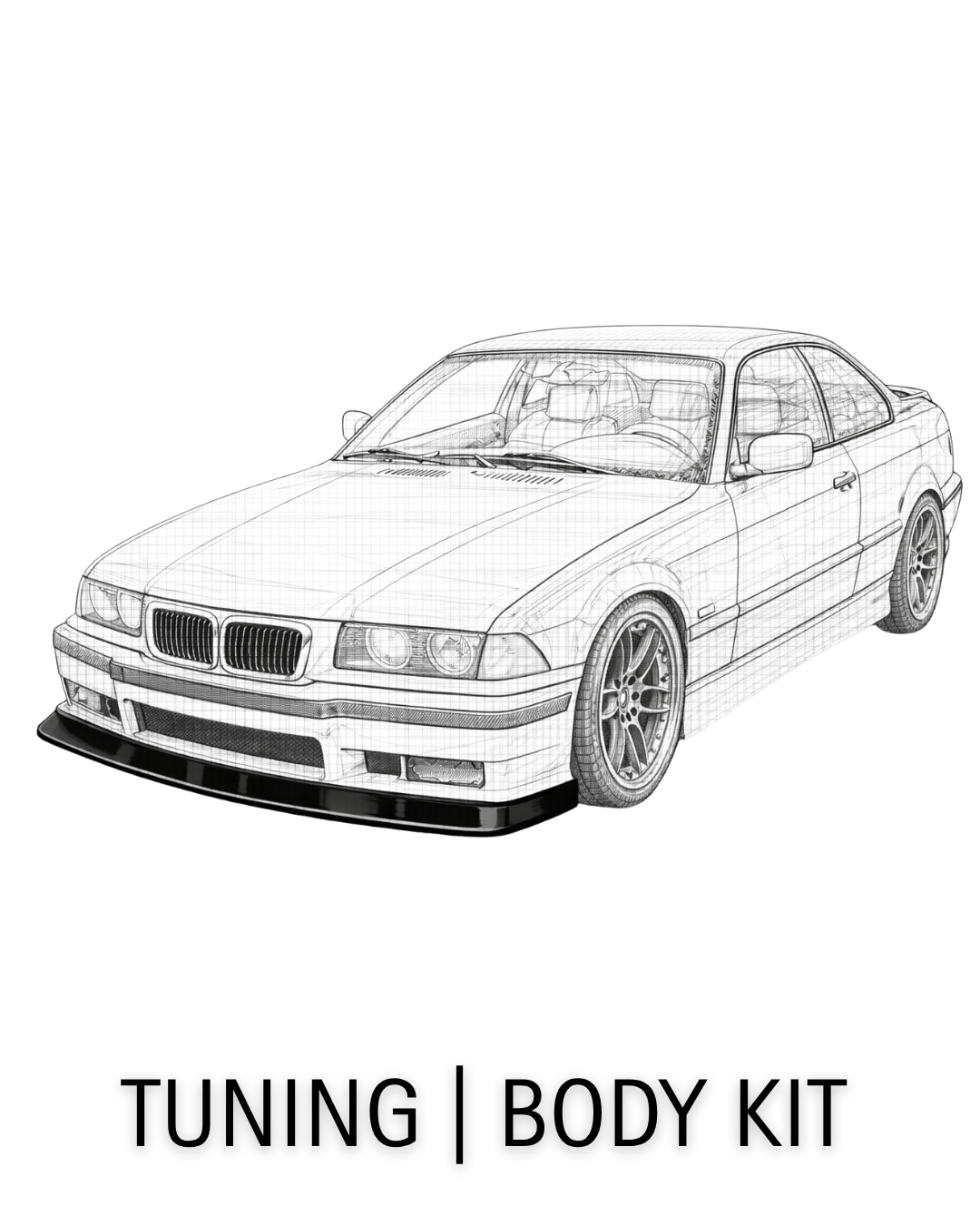 Performance cars fitted with custom tuning parts and aerodynamic body kits designed for enhanced style driving dynamics