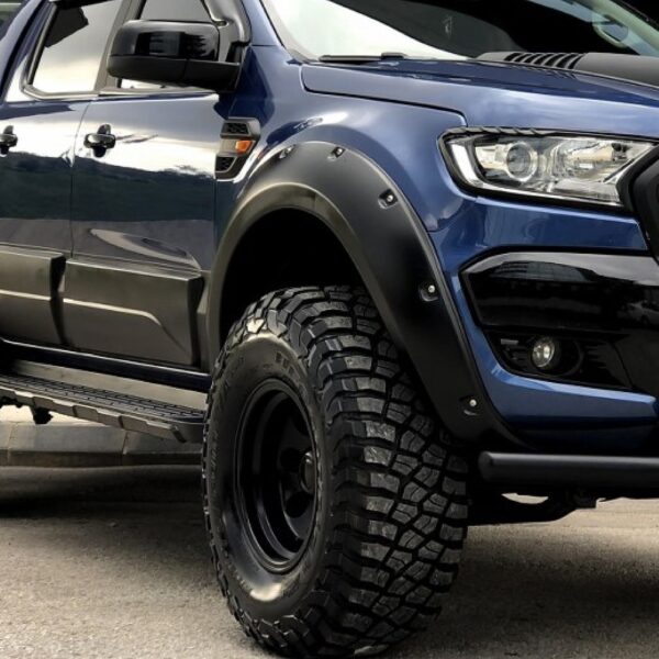 Ford Ranger Wildtrak 2019 - On T8 Matte Black Fender Flares - Wheel Arch Trim - No Park Assist - Set 4 Pcs