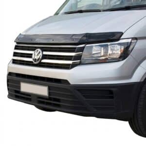 Gloss black bonnet protector stone guard for VW Crafter and MAN TGE (2017-Present), aerodynamic bug deflector.