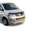 Close-up of a durable black acrylic hood deflector for VW T5 2003-2009.