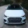 Audi A3 Front Splitter for S-Line and S3 Sedan 8Y 2020-2024 in gloss black, front view