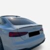 Gloss black rear spoiler cap extension for Audi A5 S-Line F5 Sportback (2016-2019), aggressive roof wing lip for pre-facelift models.