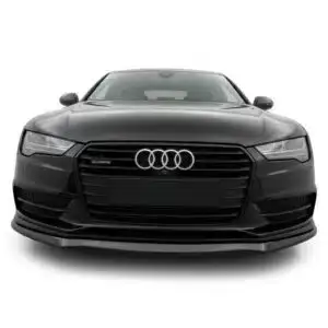 Aggressive low profile stance with fitted gloss black front splitter on Audi S7 C7.5 facelift