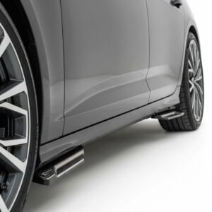 Gloss black side skirt extensions for Audi S6 C8 (2019 onwards), performance side blades for Saloon and Avant models.