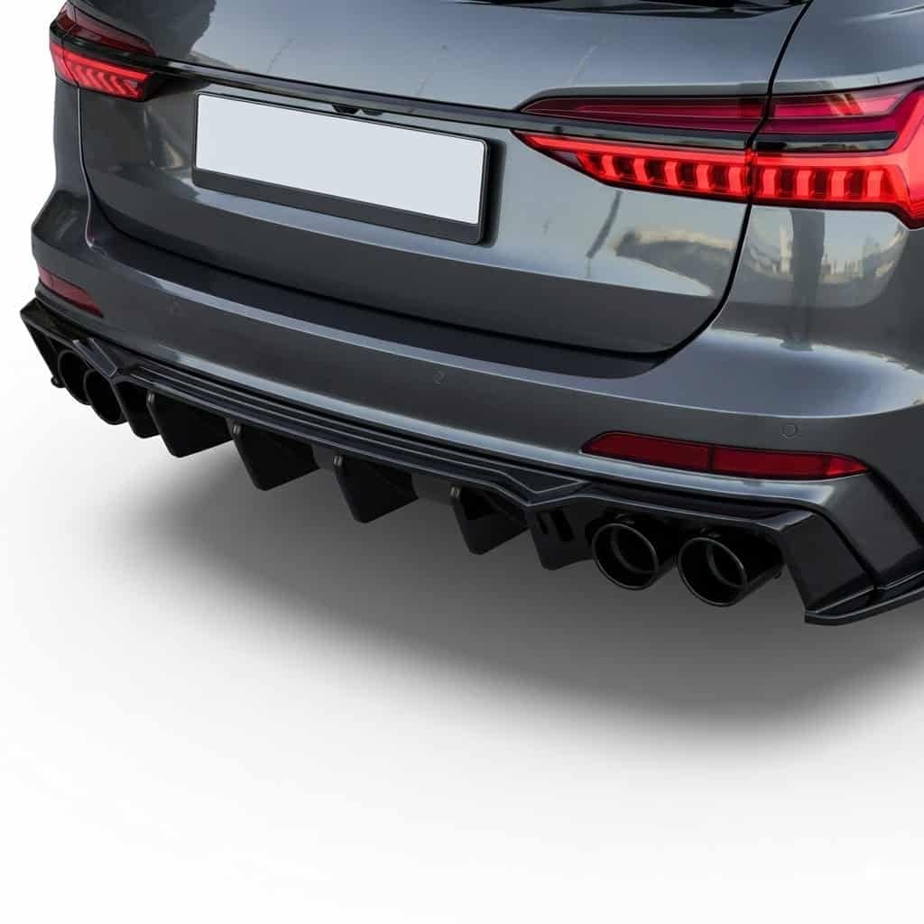 Rear Valance for AUDI S6 C8 / C8 Facelift (Sedan-Avant) (2019+) 1 Audi S6 C8 Rear Valance Gloss Black Installed 2019 - Plus Auto Style
