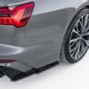 Gloss black rear side splitters for Audi S6 C8 (2019 onwards), 2-piece rear bumper corner extensions for Saloon and Avant models.
