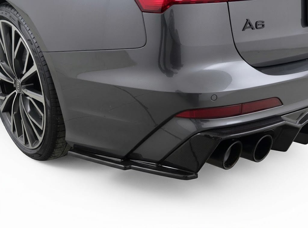Audi S6 C8 (Sedan-Avant) 2019+ Rear Side Splitters (2 Pcs) 4 Gloss black rear side splitters for Audi S6 C8 (2019 onwards), 2-piece rear bumper corner extensions for Saloon and Avant models.