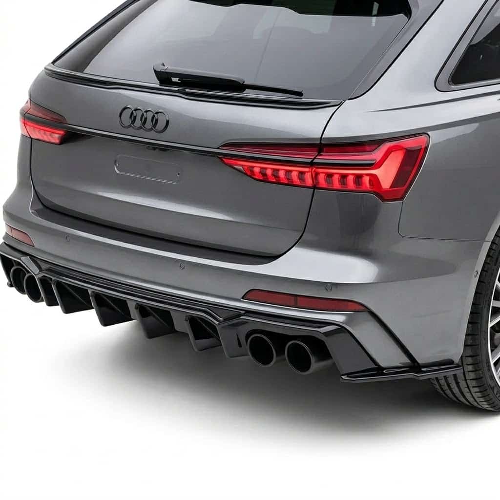 Audi S6 C8 (Sedan-Avant) 2019+ Rear Side Splitters (2 Pcs) 3 Gloss black rear side splitters for Audi S6 C8 (2019 onwards), 2-piece rear bumper corner extensions for Saloon and Avant models.