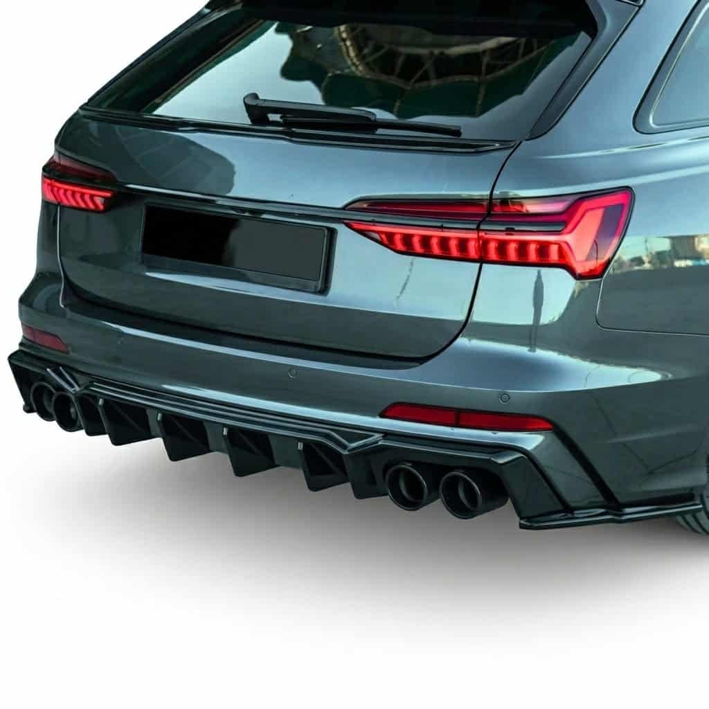Rear Valance for AUDI S6 C8 / C8 Facelift (Sedan-Avant) (2019+) 3 Audi S6 C8 Rear Valance Gloss Black Installed 2019 - Plus Auto Style