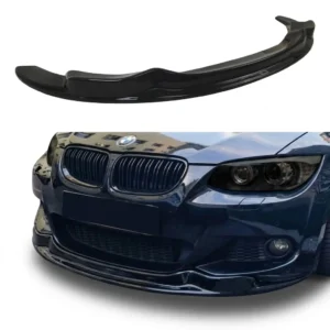 Gloss black front splitter lip for BMW 3 Series E92 E93 LCI M-Sport models (2010-2013), M-Performance style styling upgrade.