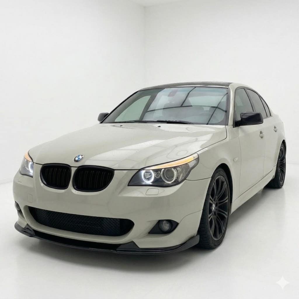 BMW 5 Series E60/E61 M-Pack (2003-2010) Front Splitter 1 Gloss black front splitter for BMW 5 Series E60 E61 M-Sport M-Pack (2003-2010), aggressive front bumper lip spoiler.