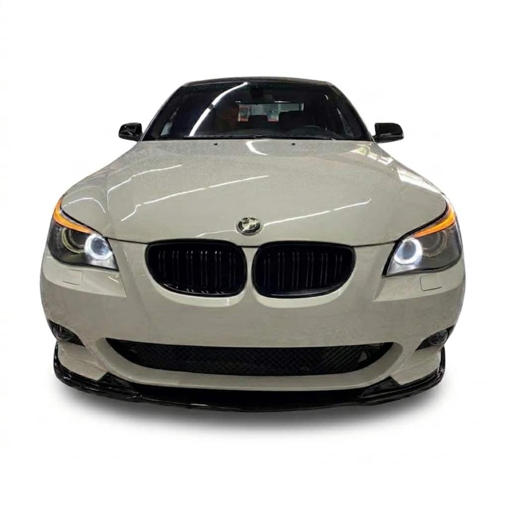 BMW 5 Series E60/E61 M-Pack (2003-2010) Front Splitter 2 Gloss black front splitter for BMW 5 Series E60 E61 M-Sport M-Pack (2003-2010), aggressive front bumper lip spoiler.