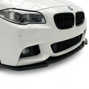 Gloss black front splitter for BMW 5 Series F10 F11 M-Sport M-Pack (2011-2016), performance front bumper lip.