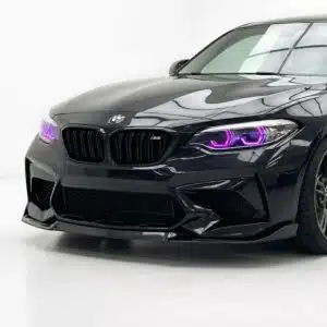 Gloss black front splitter for BMW M2 Competition F87 (2016-2020) performance styling.