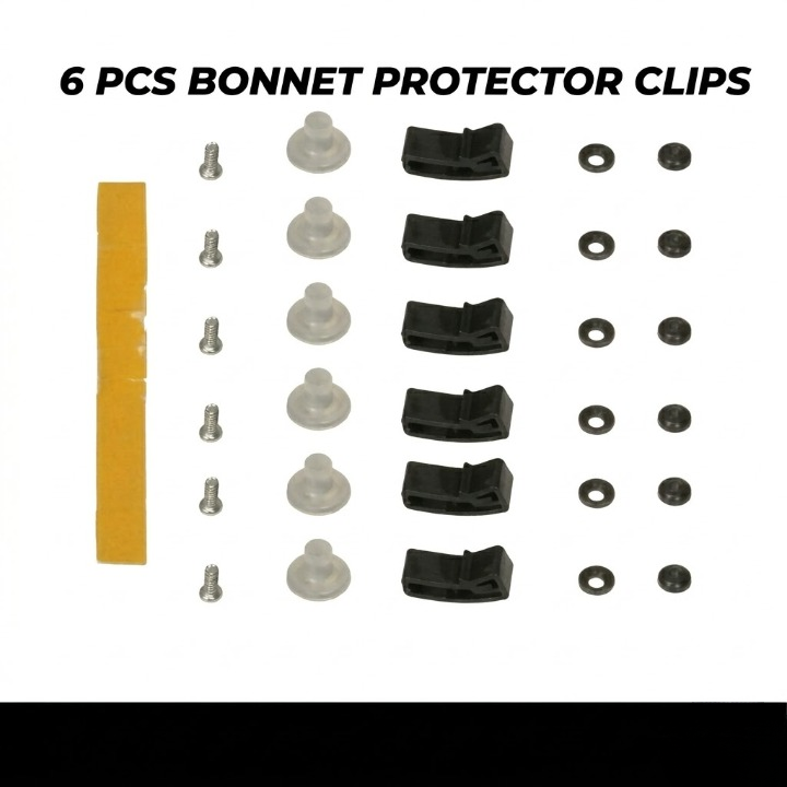 Bonnet Protector Fitting Clips Set (6 PCS) 1 Universal Plastic Fitting Clips and Assembly Kit for Bonnet Protector Hood Deflector