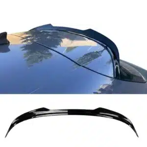 Gloss black rear spoiler cap extension for Cupra Leon and Seat Leon Mk4 FR (2020+), aggressive roof wing lip.