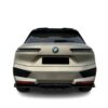 Gloss black rear spoiler cap extension for BMW iX i20 M-Pack (2021+), aggressive roof wing lip for electric SUV.