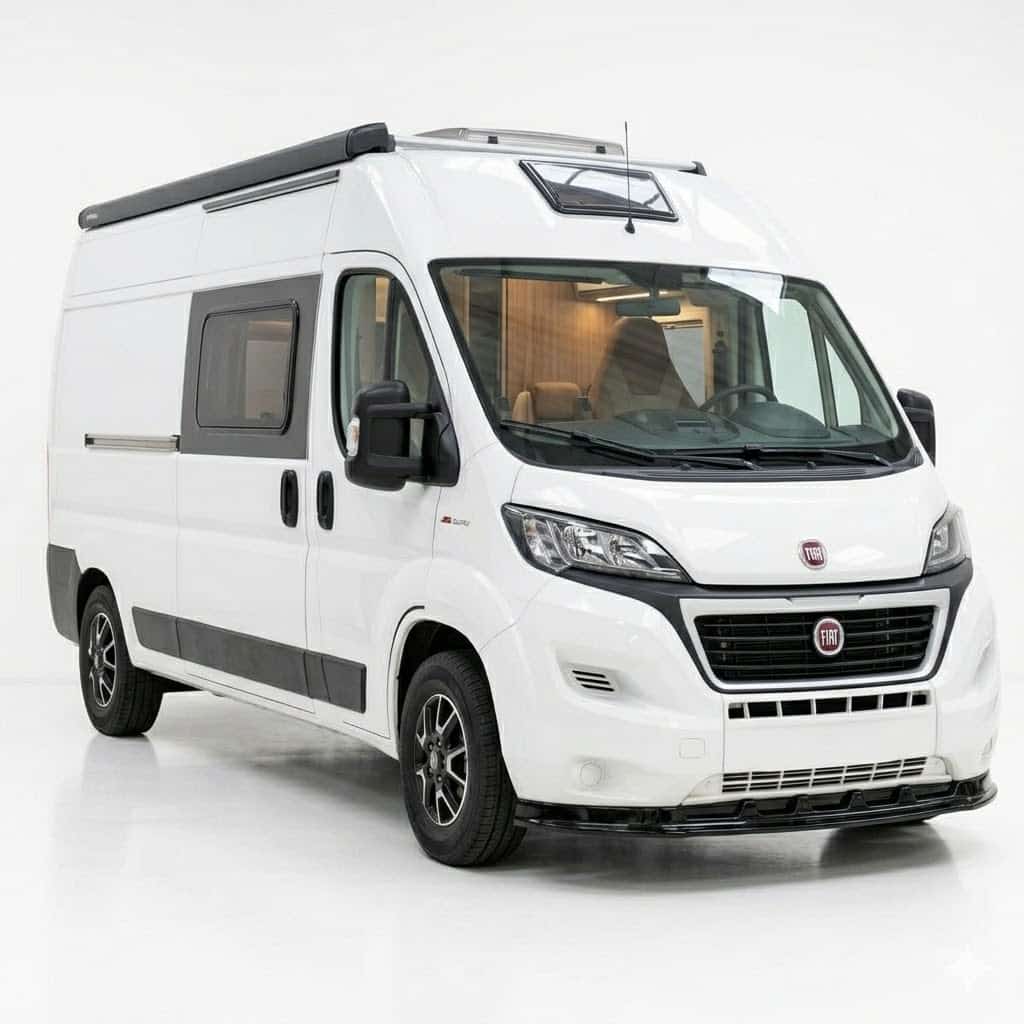 Front Splitter for Fiat Ducato, Peugeot Boxer, (2014-2024) 3 Gloss black front splitter bumper lip for Fiat Ducato, Peugeot Boxer, and Citroen Relay (2014-2024), premium motorhome styling upgrade.