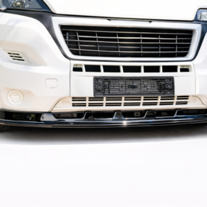 Gloss Black Front Bumper Splitter Lip Fitted to a Fiat Ducato LWB Van 2014-2024