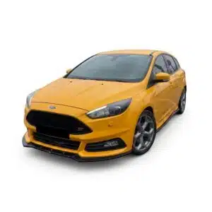 Gloss black front splitter for Ford Focus ST Mk3.5 Facelift (2015-2018), aggressive performance front bumper lip spoiler.