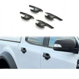 Matte Black Door Handle Inserts Protector Cups for Ford Ranger T6 T7 T8 2012-2022