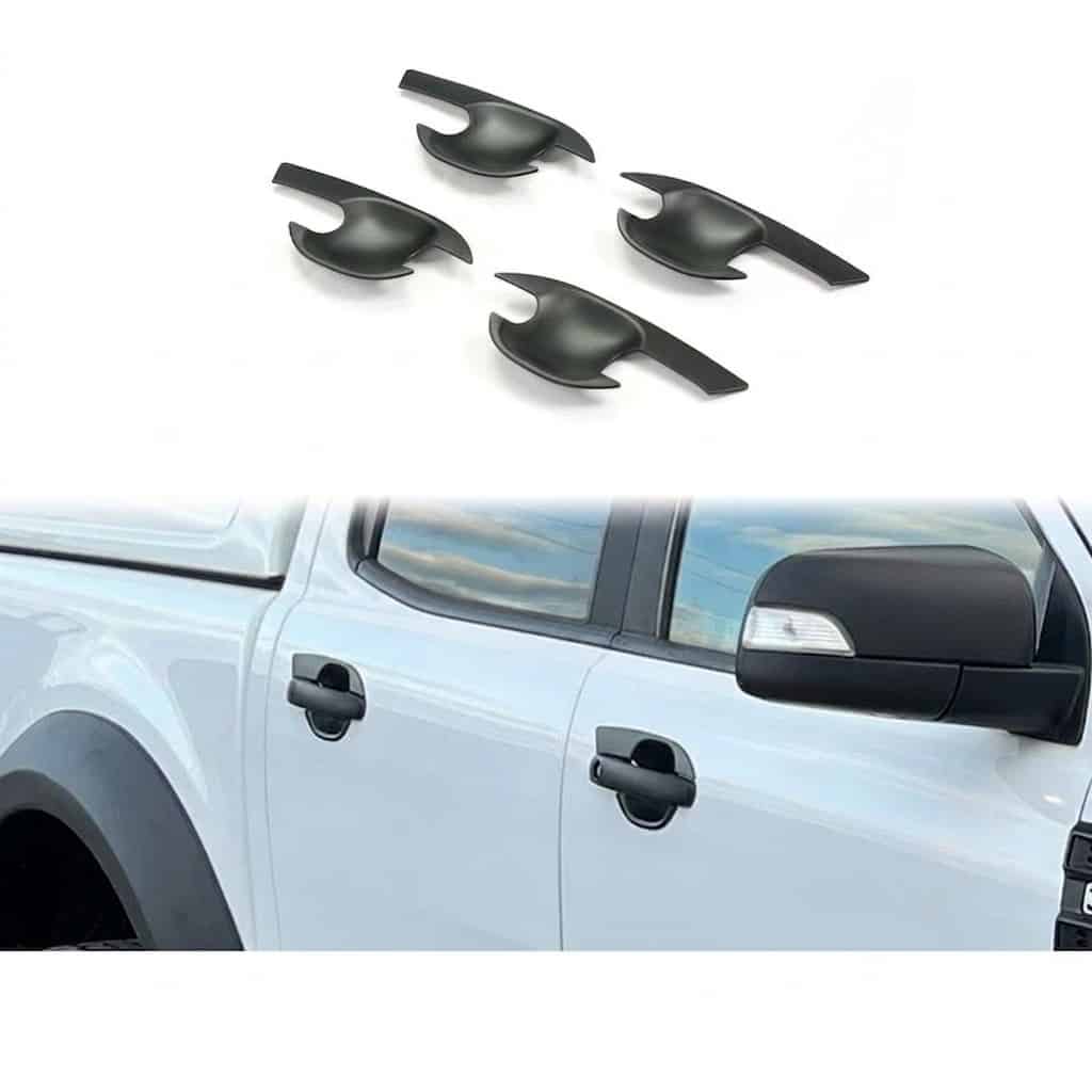 Door Handle Inserts Protector Cover for Ford Ranger T6 T7 T8 (2012-2022) 1 Matte Black Door Handle Inserts Protector Cups for Ford Ranger T6 T7 T8 2012-2022