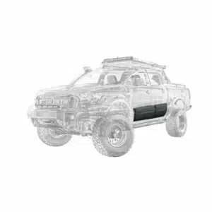 Matte black side door body cladding for Ford Ranger T6 T7 T8 XLT and Wildtrak (2012-2022).