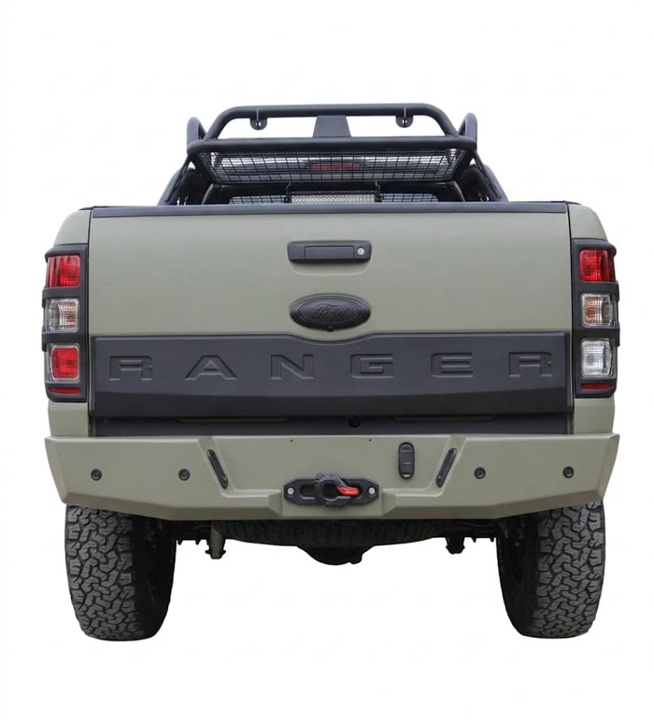 Half Tailgate Cover Protector for Ford Ranger T6 T7 T8 (2012-2022) 1 Ford Ranger matte black half tailgate cover protector for T6 T7 T8 models 2012-2022.