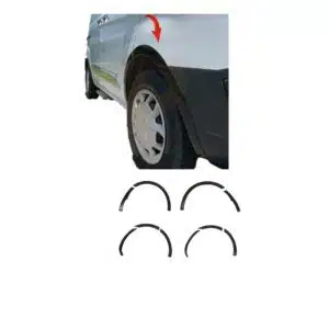 Complete gloss black wheel arch trim extension kit for Ford Transit Custom MK1 (2012-2018).