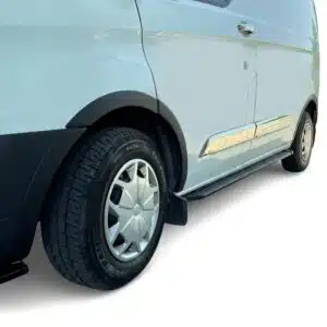Matte black wheel arch flare kit for Ford Transit Custom MK1 Facelift (2018-2022), wide body protector kit.