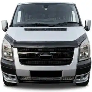 Gloss black bonnet protector bug guard for Ford Transit Mk7 (2007-2013), premium piano black stone chip deflector.