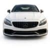 Gloss black front splitter for Mercedes C-Class W205 C63 AMG Coupe (2016-2018).