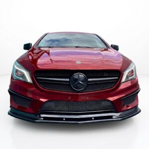 Gloss black front splitter custom made for the pre-facelift Mercedes CLA45 AMG C117.