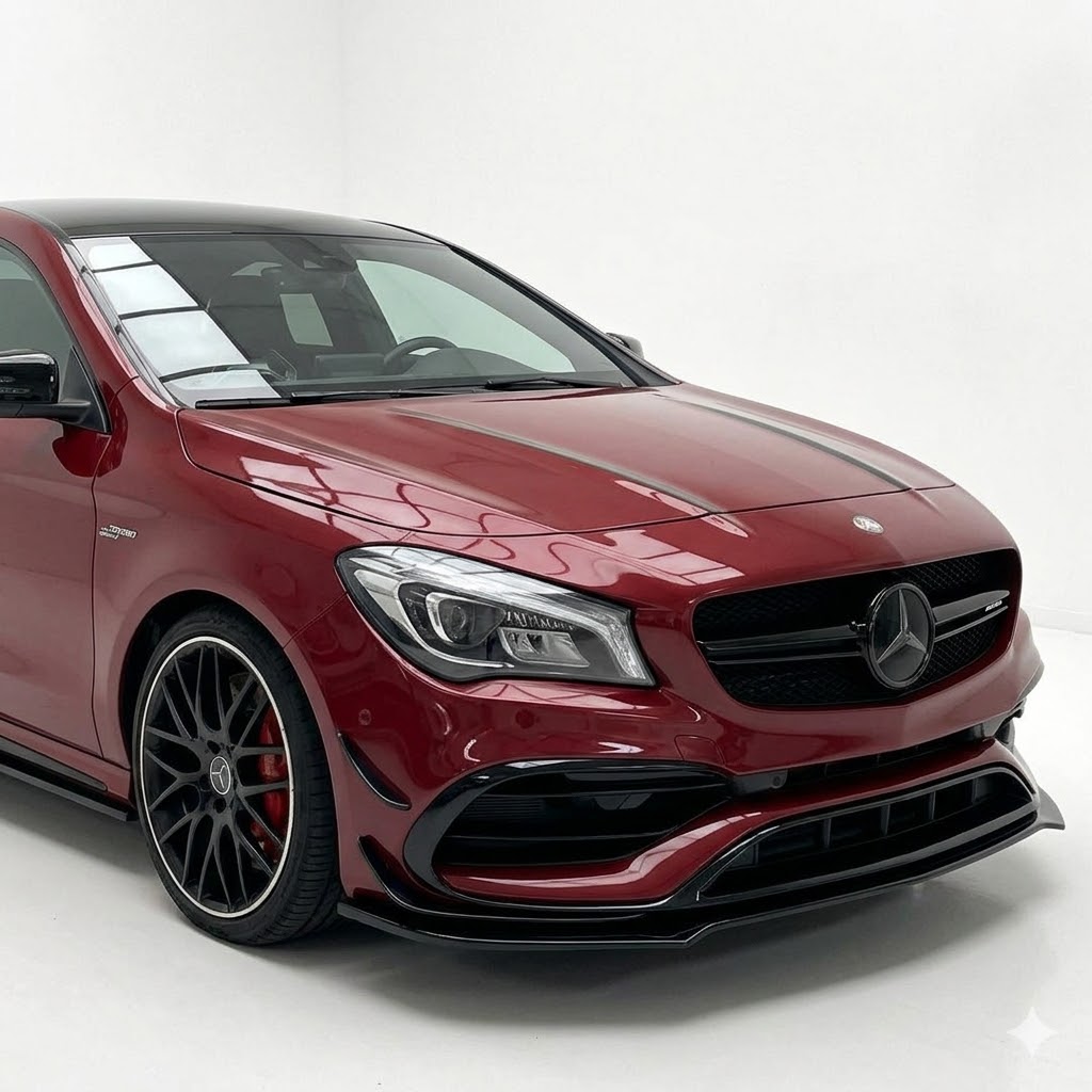 Front Splitter for Mercedes CLA 45 AMG C117 Facelift (2017-2019) 2 Mercedes CLA45 AMG C117 Facelift front splitter in high gloss black finish for 2017-2019 models.