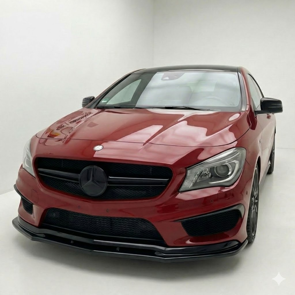 Front Splitter Mercedes CLA 45 AMG C117 Pre-Facelift (2013-2016) 2 Gloss black front splitter custom made for the pre-facelift Mercedes CLA45 AMG C117.