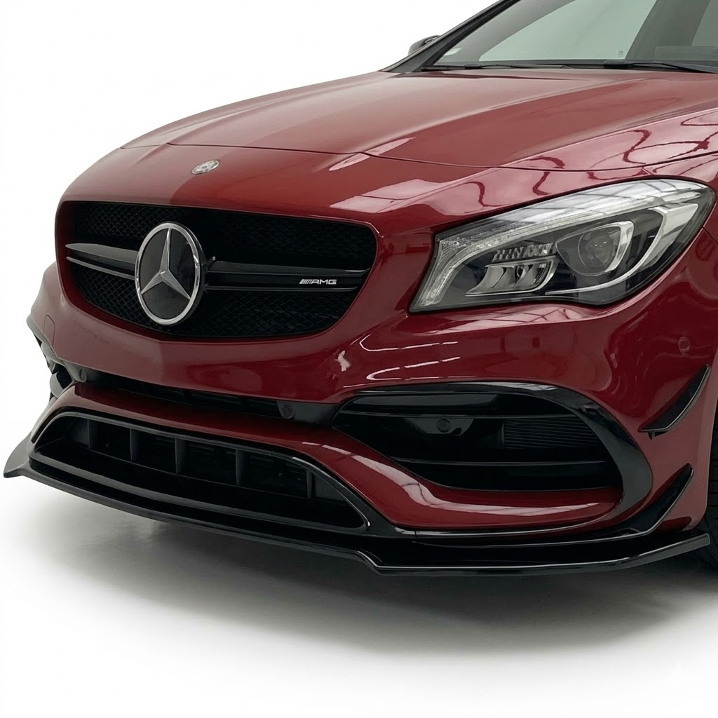 Front Splitter for Mercedes CLA 45 AMG C117 Facelift (2017-2019) 3 Mercedes CLA45 AMG C117 Facelift front splitter in high gloss black finish for 2017-2019 models.