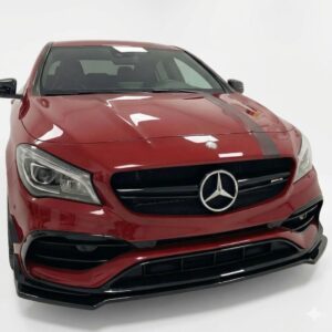 Mercedes CLA45 AMG C117 Facelift front splitter in high gloss black finish for 2017-2019 models.