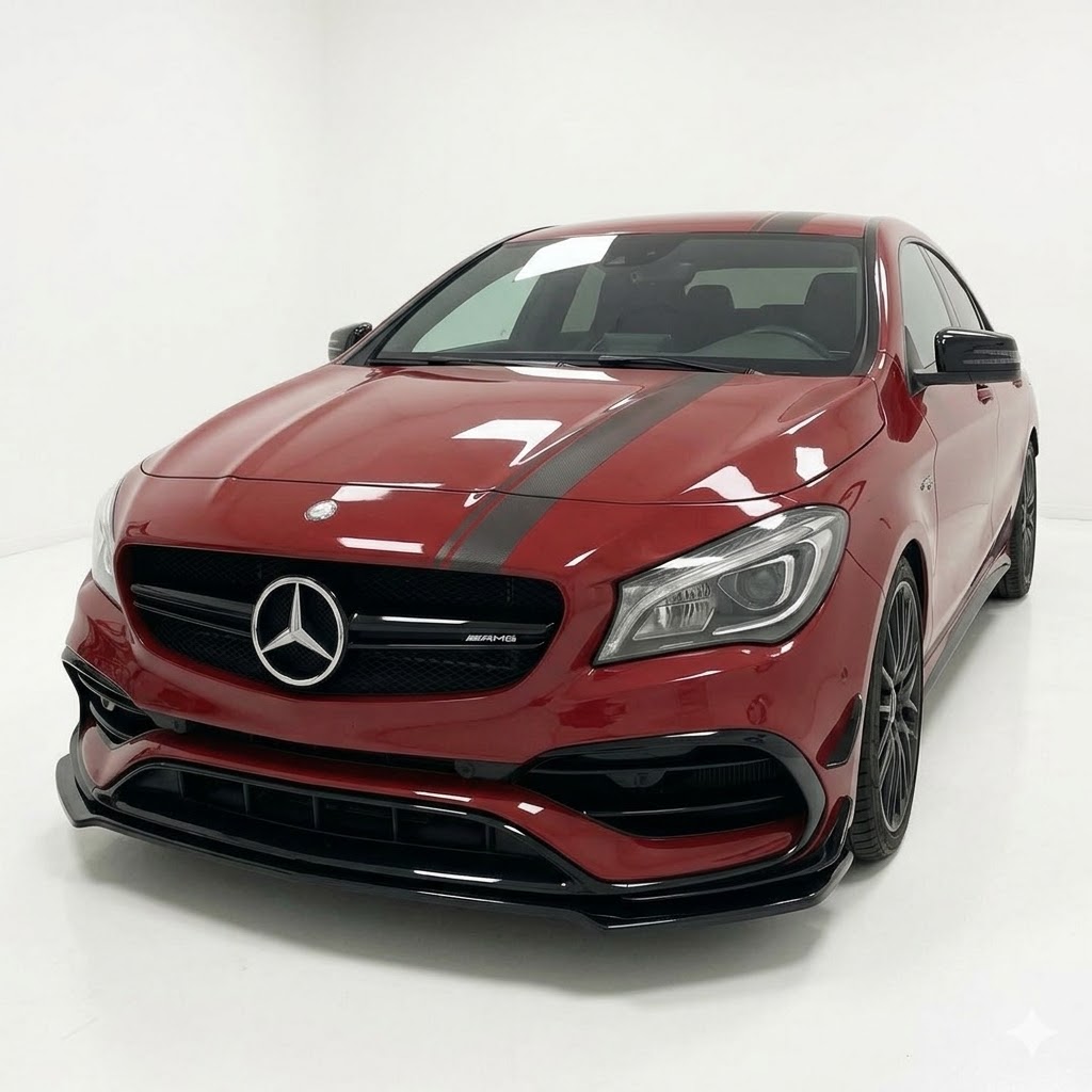 Front Splitter for Mercedes CLA 45 AMG C117 Facelift (2017-2019) 5 Mercedes CLA45 AMG C117 Facelift front splitter in high gloss black finish for 2017-2019 models.