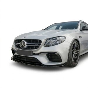 Gloss black front splitter for Mercedes E63 AMG W213 S213 (2017-2021) - UK Stock.