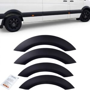 Matte black wheel arch extension kit for Mercedes Sprinter W906 (2006-2013).