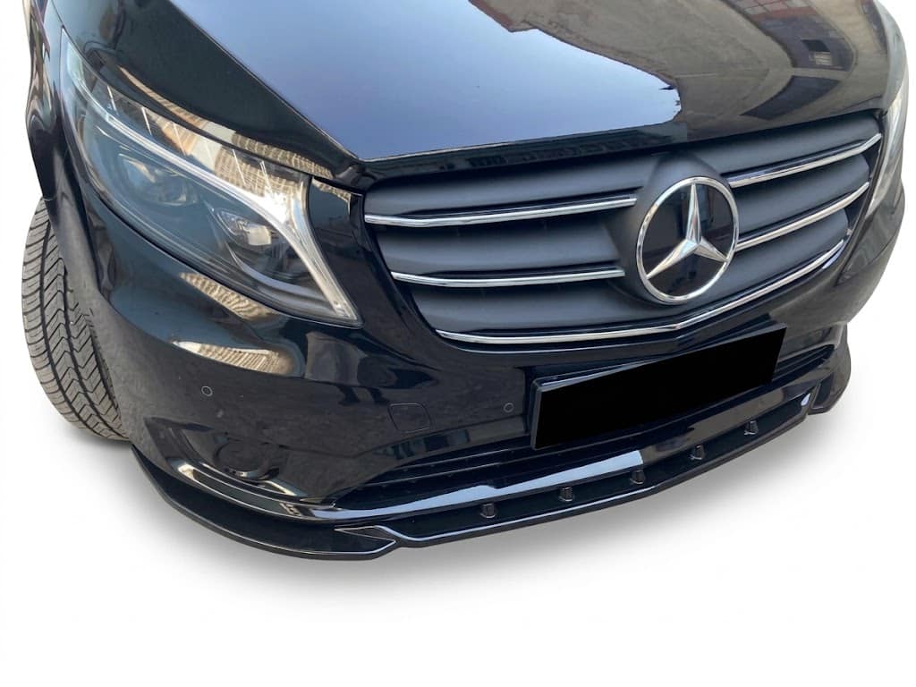 Front Splitter for Mercedes Vito W447 Facelift (2020+) / W447 (2014-2020) 3 Gloss Black Front Splitter Lip for Mercedes Vito W447 Facelift 2020+ and W447 2014-2020 Models