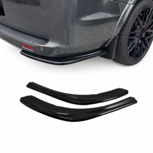 Gloss black rear side splitters for Mercedes Vito W639 installed on vehicle rear bumper