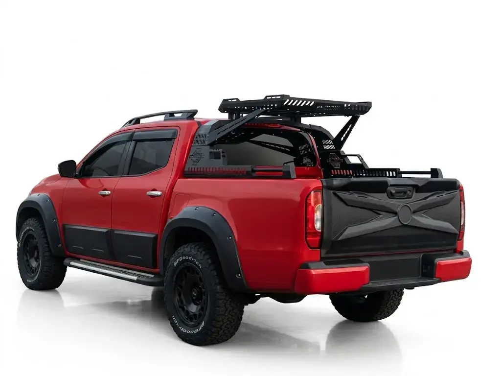 Mercedes X-Class W470 2017 Onwards Tailgate Cover - Matte Black 2 Stealth Matte Black Full Tailgate Cover panel fitted to the rear of a 2017-2020 Mercedes X-Class W470
