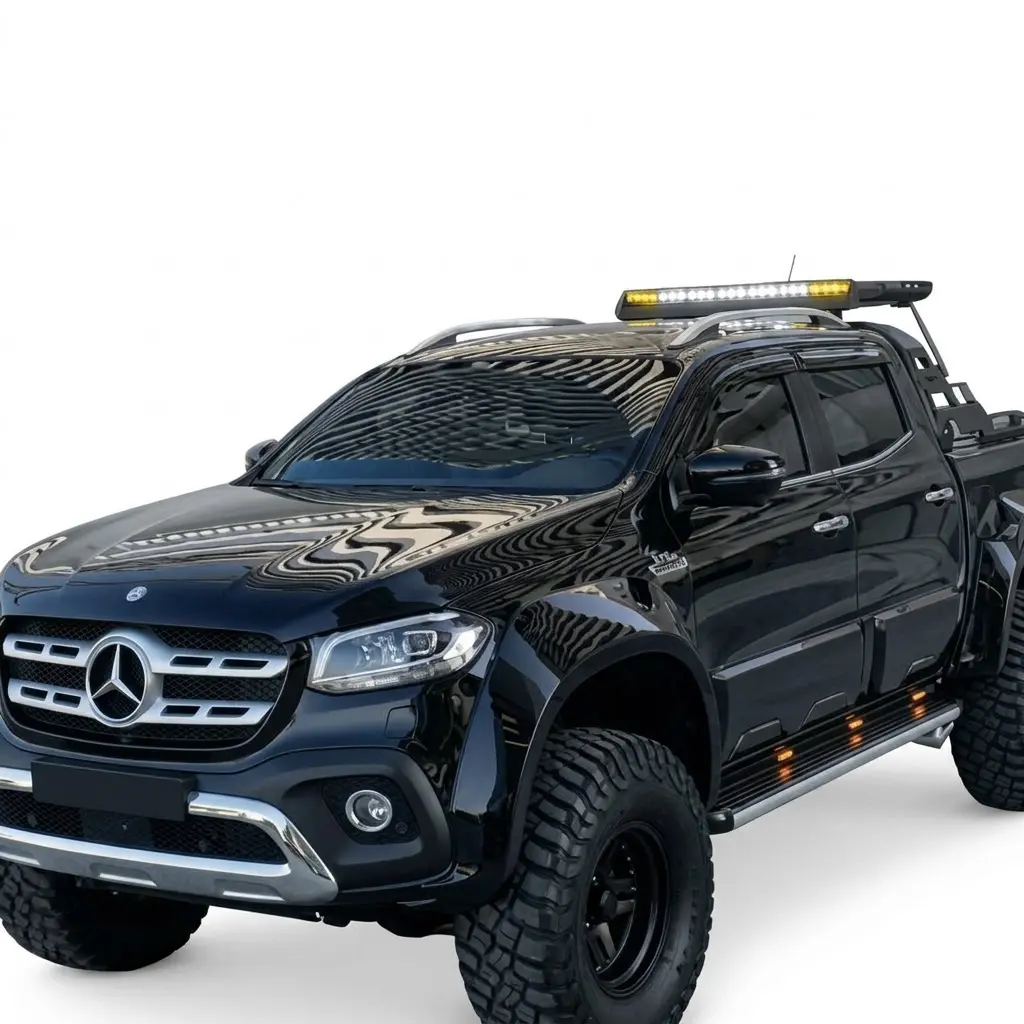 Mercedes X-Class W470 Extra Wide Arch Kit | Gloss Black | UK 2 Gloss black extra wide wheel arch kit fitted to a Mercedes X-Class W470.