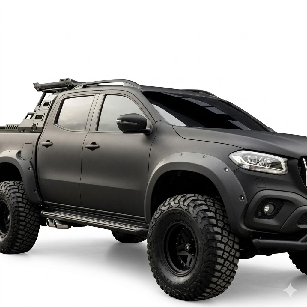 Matte Black Wide Wheel Arch Kit for Mercedes X Class 2 Full matte black wide wheel arch extensions kit for Mercedes X-Class 2017 onwards.